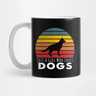 Just A Girl Who Loves Dogs Retro Vintage Mug